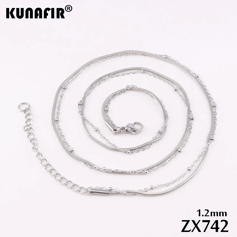 

1.2mm 1.5mm 2.0mm round Snake double Chain Stainless steel Necklace Bracelet fashion men's women jewelry ZX742 ZSZ301