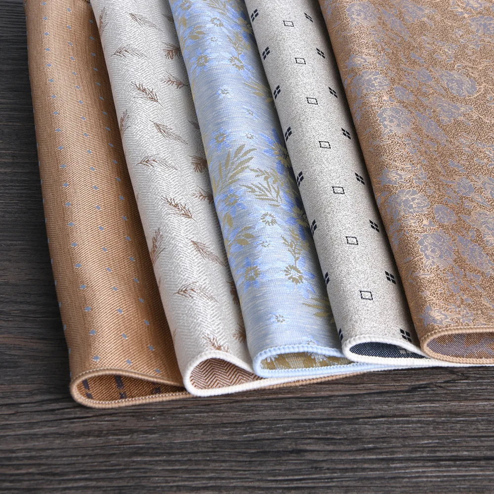 Men Business Jacquard Pocket Square, 23cm Light Color Suit Hanky, New Formal Dress Decoration for Host Wedding Party