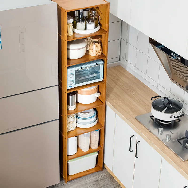 

Kitchen crevice bamboo rack floor-to-ceiling multi-layer storage rack household goods Daquan countertop dish seasoning rack