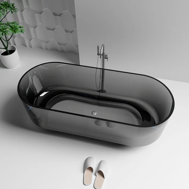 Smoked black transparent resin bathtub private luxury freestanding bathtub hotel