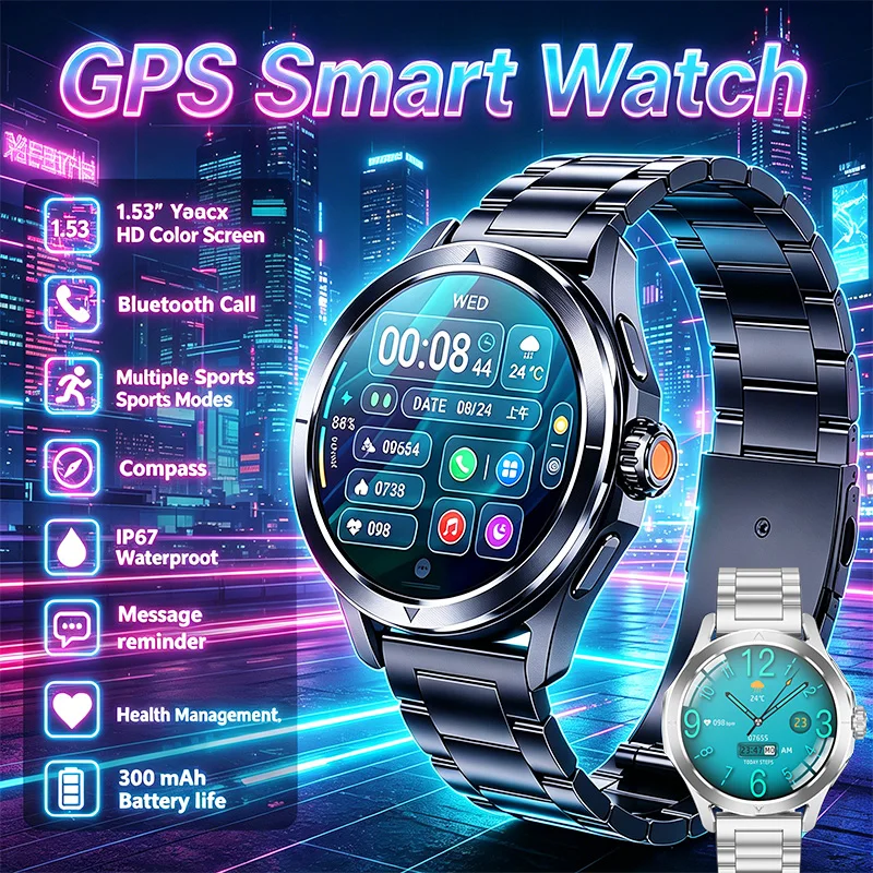 

S4 Ultra GPS Smart Watch NFC Multiple Sports Mode Compass Message Reminder IP67 Waterproof Voice Assistant 300mAh Smart Watch