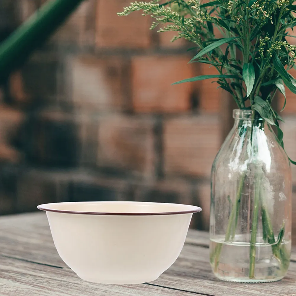 Cuenco de Esmalte Vintage Engrosado, Recipiente Retro para Preparación de Fideos, Mezcla de Masa, Almacenamiento de Alimentos, Aceite, Sopa, Uso en Cocina