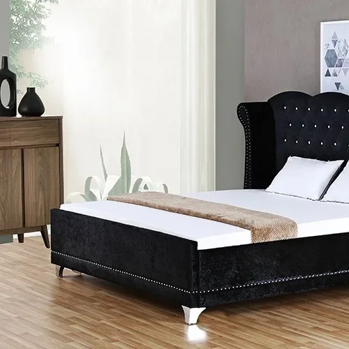 Light luxury pull drill sleigh bed, large size, bedroom bed Dutch velvet velvet bed Comfortable double bed