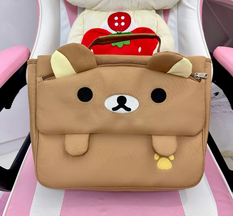 Japanese Cute Canvas Backpack Cartoon Bear Stain Kids' Bags Embroidered Backpacks for Girl 2026 New Kawaii Uniform Bag