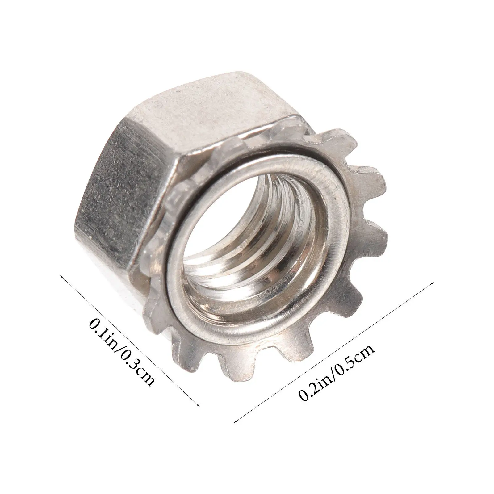 50Pcs Stainless Steel Hexagon Lock Nut External Tooth Washer Fastener for Industrial Hardware Electrical Appliances