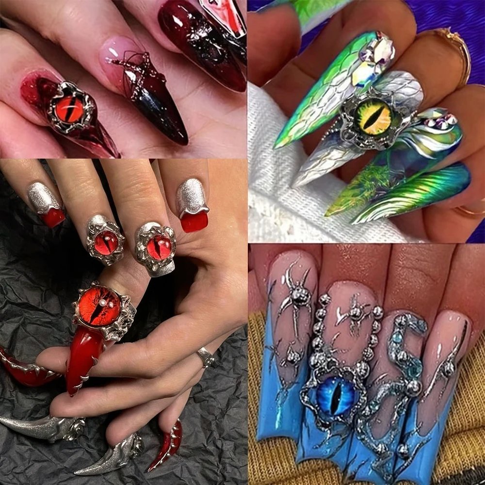 10/50/100 Stuks Halloween Devil Eye Steentjes Nail Art Charm 3D Gemengde Kleur Y2K Kat Ogen nagel Decoraties Gem DIY Nai Accessoires