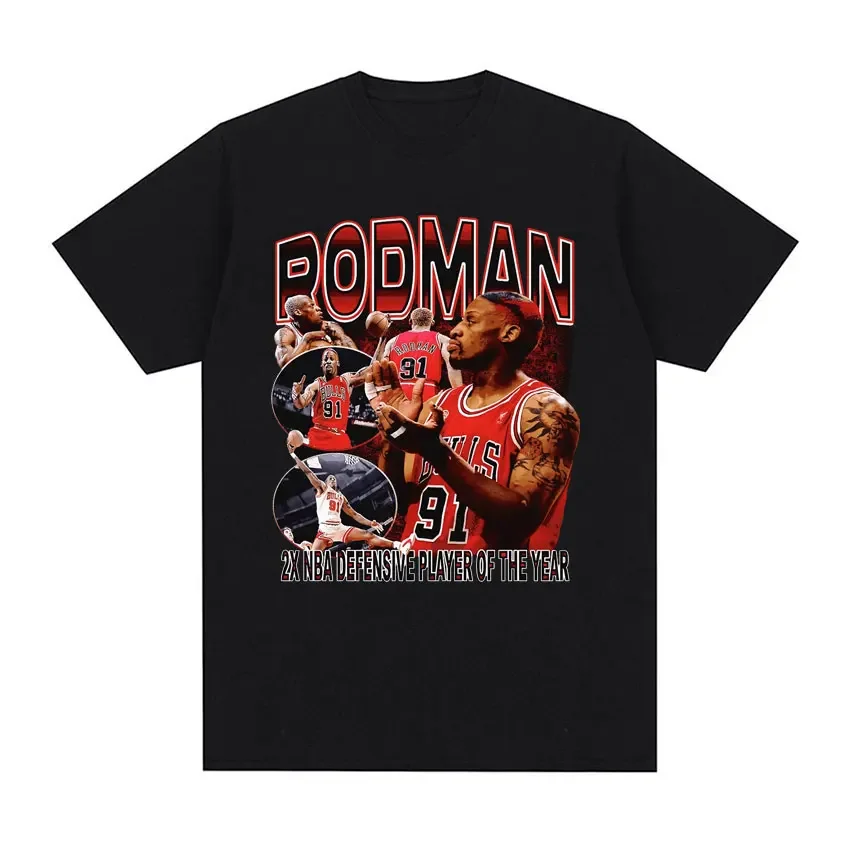 Hot Dennis Rodman Basketball Classic Tee Shirt Men Women Cool Gothic Short Sleeve T-shirt Retro Hip Hop Casual Tshirt Streetwear