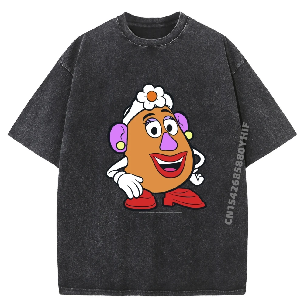 

Мужские футболки с рисунком Mrs Potato Head с большим портретом, мужская корейская модная стираная одежда, мужские топы с забавным принтом