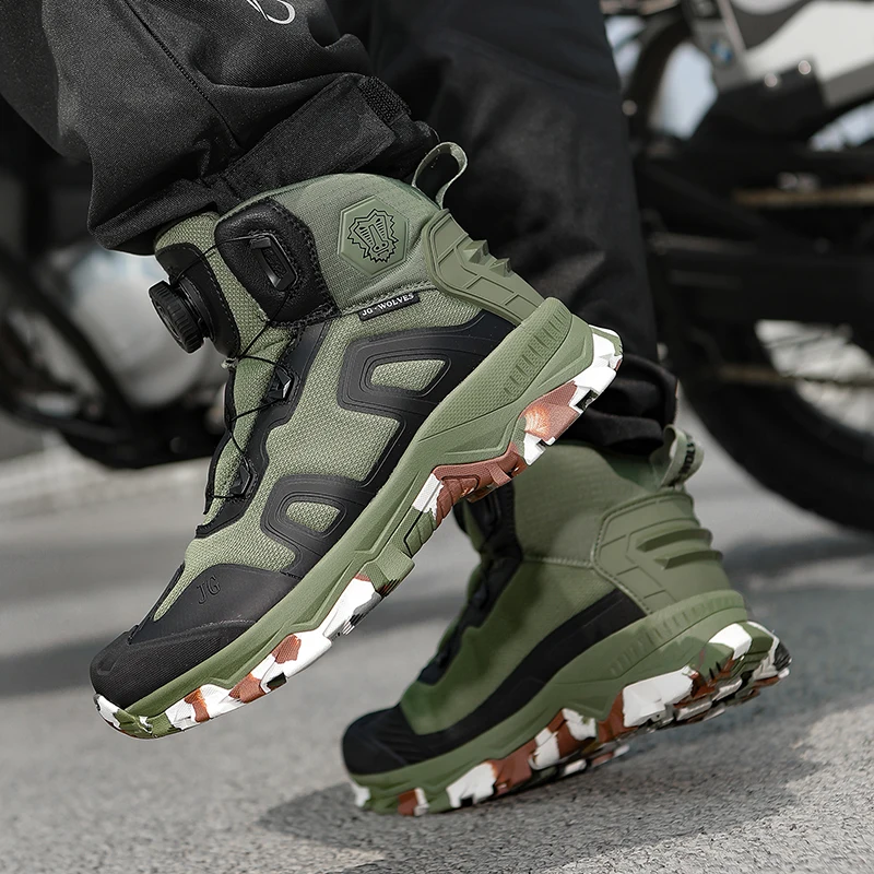 JG.WOLVES Men Four Seasons Breathable Motorcycle Riding Boots Anti-drop Ankle Shoes Road Racing Motorbike Knight Boots