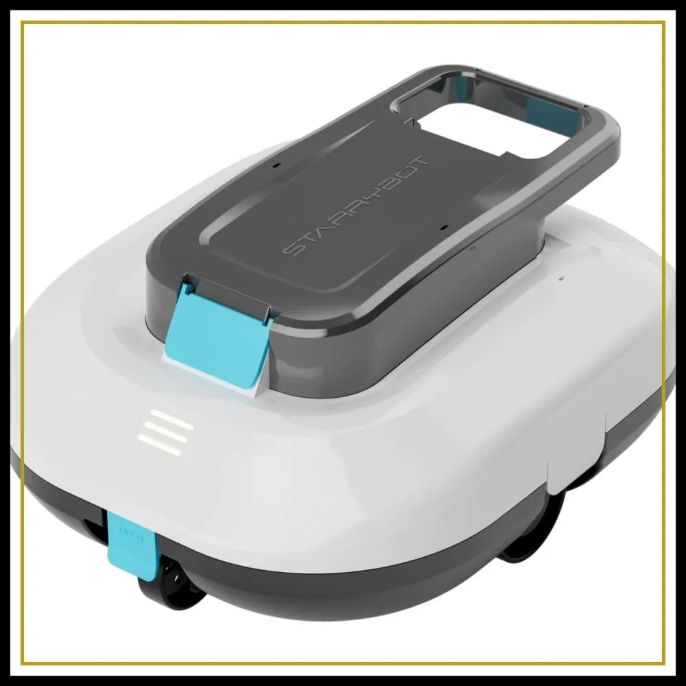 Cordless Robotic Pool Cleaner with Dual Motors, Strong Suction, Self-Parking, for Above-Ground Flat Pools up to 900 Sq.ft, White