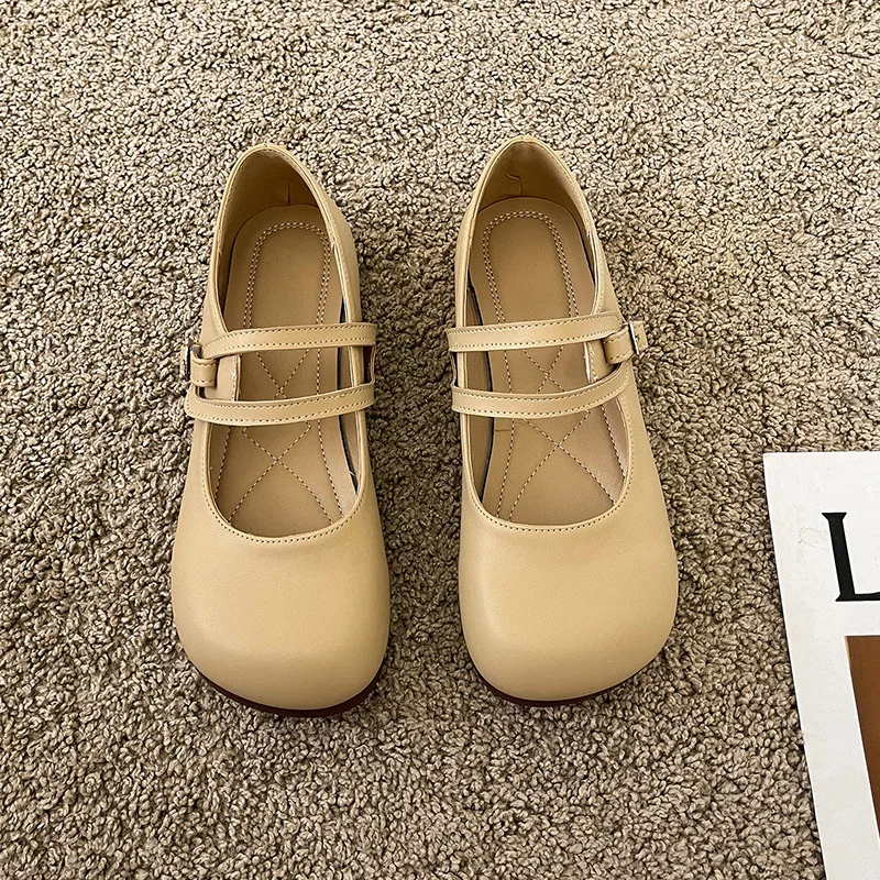 French Retro Women Shoes 2022 Spring Summer New Mary Jane Woman Big Head Soft Bottom Fashion Temperament Evening Shoes Ladies