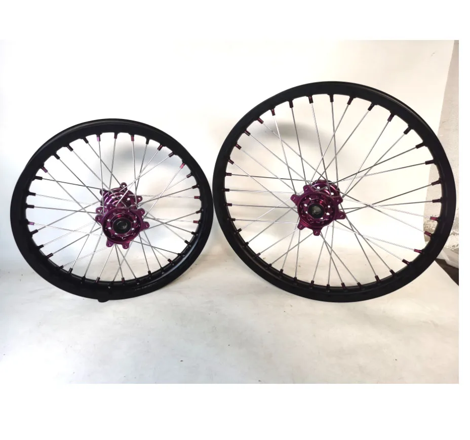 

High Quality Sur Ron Ultra Bee 21 18 Wheel Set Black Rims & Purple Hubs
