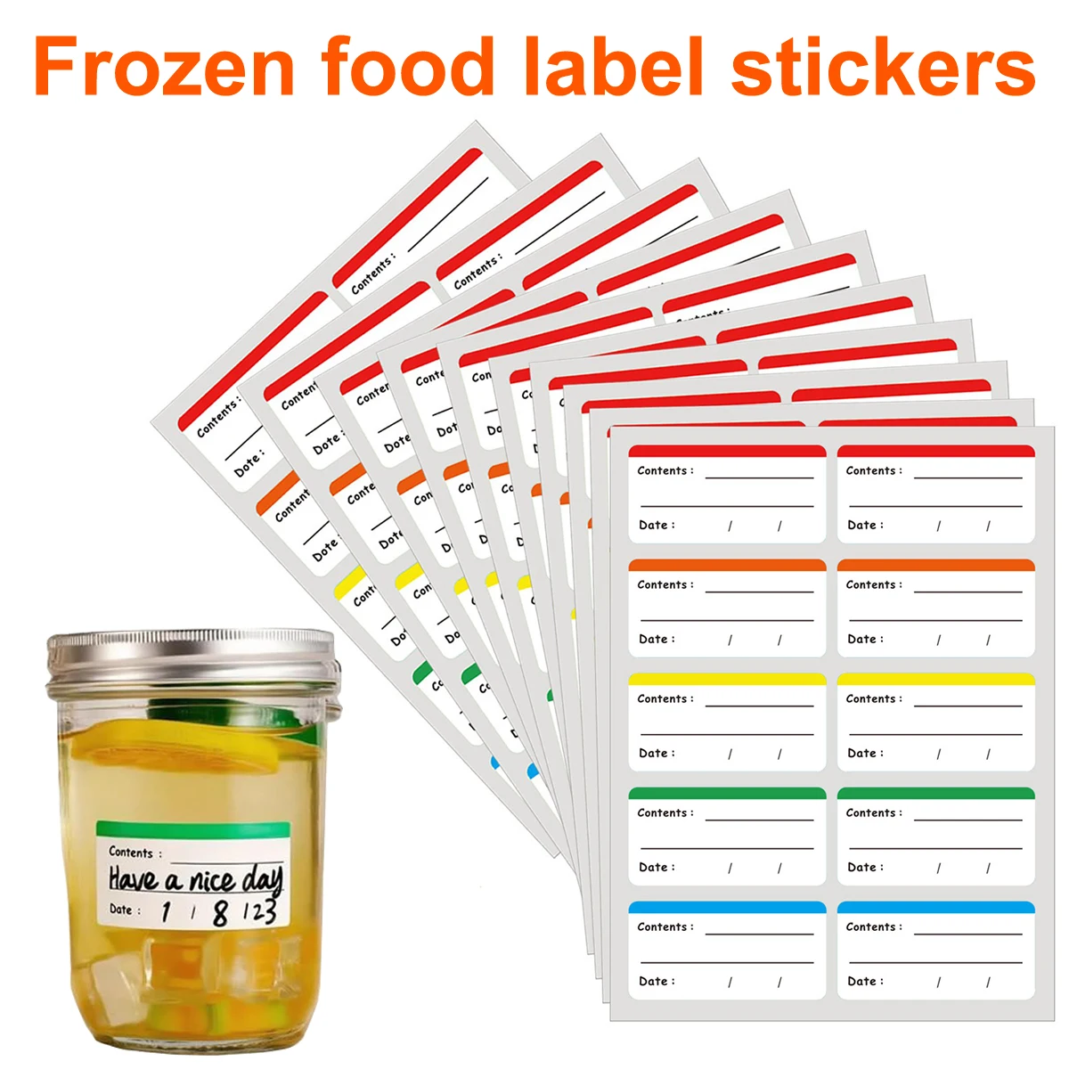 Meal Prep Frozen - 100 étiquettes pour congélateur, autocollants faciles