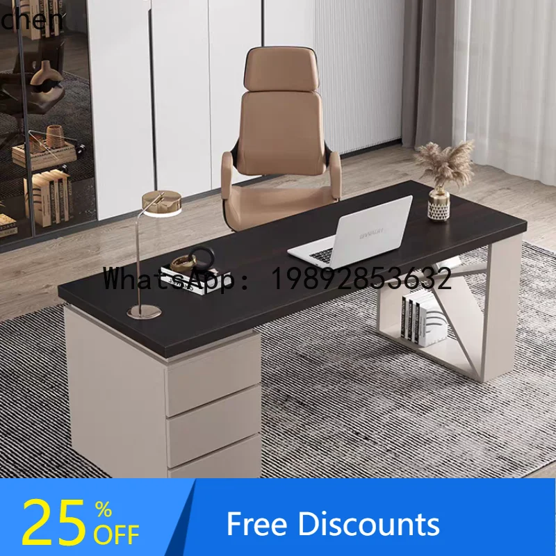 

modern simple desk minimalist home study light luxury high sense solid wood computer desk writing