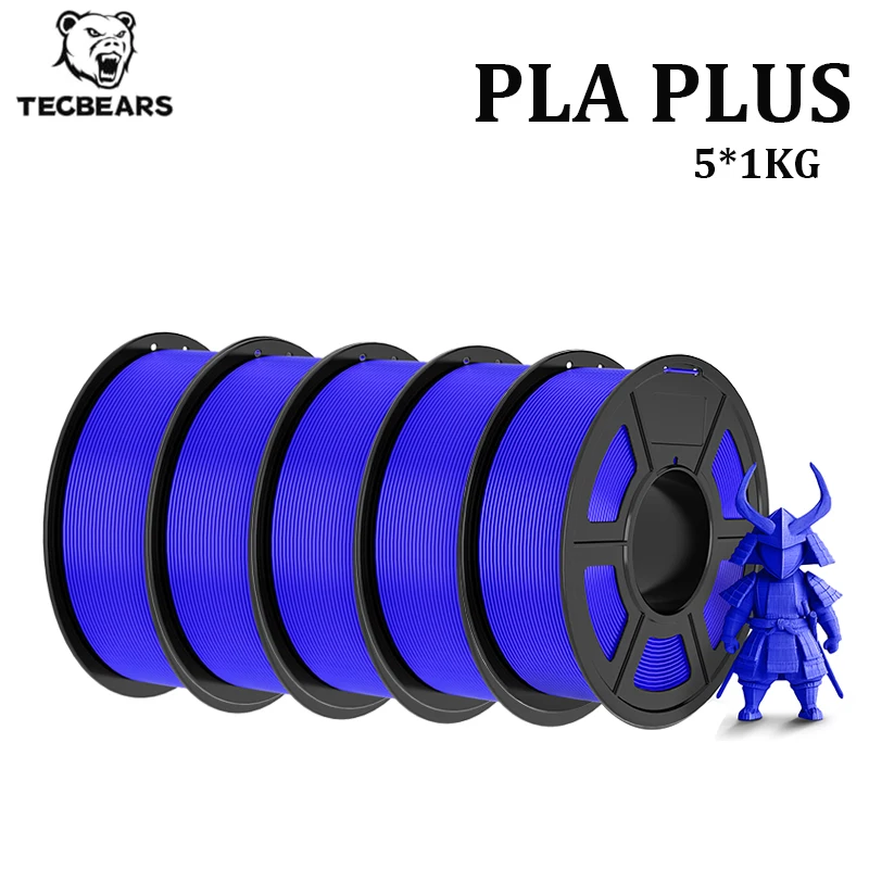 

TECBEARS PLA PLUS 3D Filament 5KG/5Rolls PLA+ 1.75mm Neatly Wound Colorful 3D Filaments Spool for FDM 3D Printing Materials