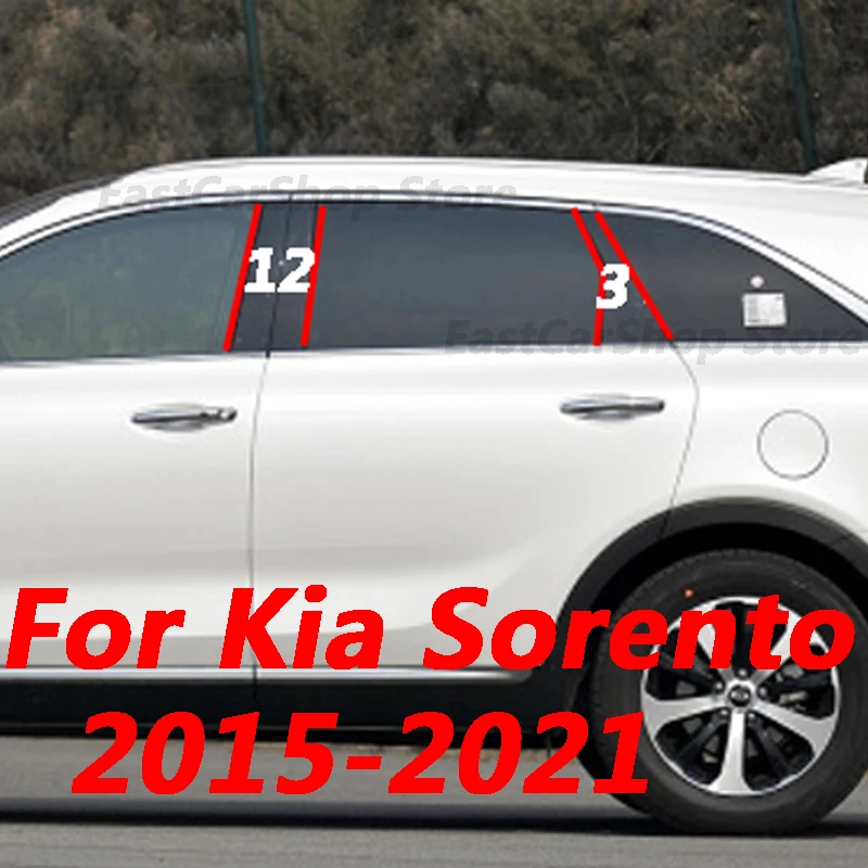 

For Kia Sorento 2021 2020 2019 Car B C Pillar Middle Central Column PC Window Decoration Strip Sticker Accessories 2015-2018