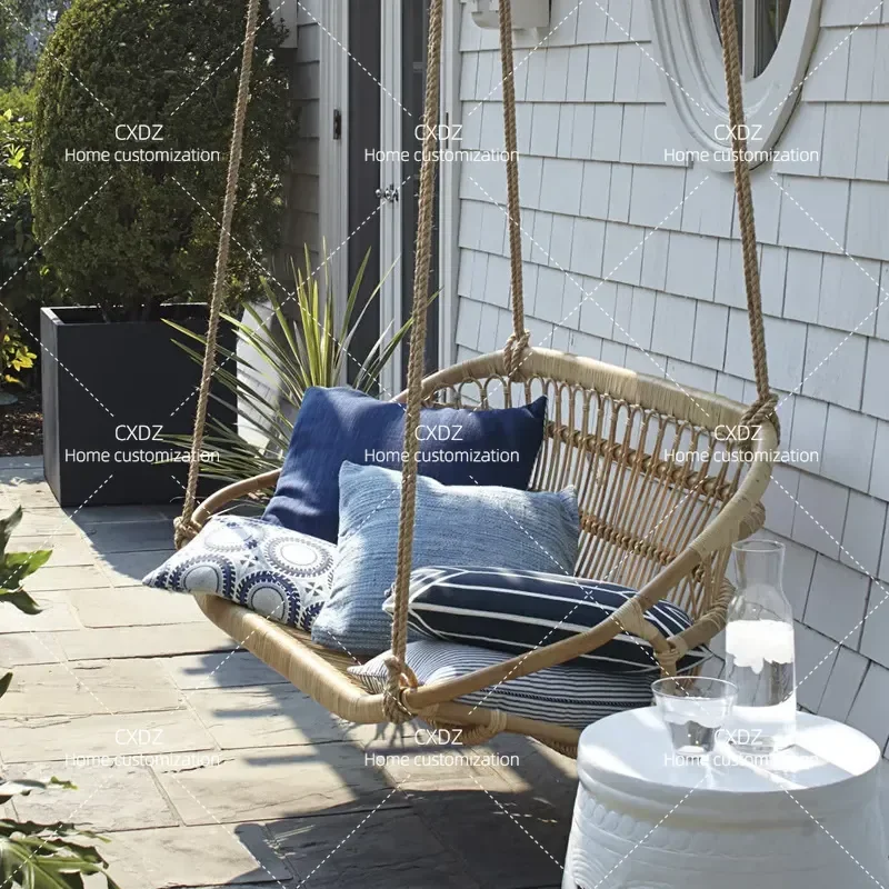 Double True Rattan Hanging Chair Indoor Hammock Swing Basket for Living Room Homestay Rocking Seat