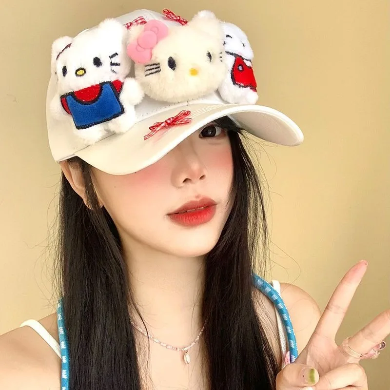 Sanrio Baseball Cap Hello Kitty Big Head Design Leuke cartoon Modieus en veelzijdig Kawyi Sweet Photo Check-in Gift Flat Cap
