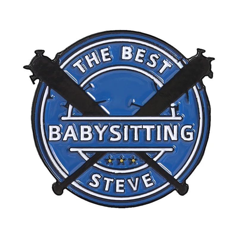 Cartoon black baseball bat-shaped badges, Retro American phrase round alloy pins, accessory for clothing bags, gifts for friends
