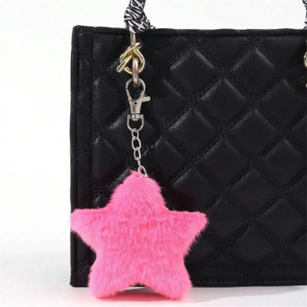 Furry Star Doll Star Plush Pendant Five-pointed Bag Pendant Pentagram Hairball Pompom Stuffed Ornament Star Key Chain Backpack