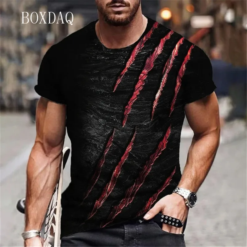 

Beast Claw Marks Graphic Men's T-Shirts 6XL Large Size Short Sleeve 3D Printed Street Style T Shirt Sumemr O-Neck Casual Tops