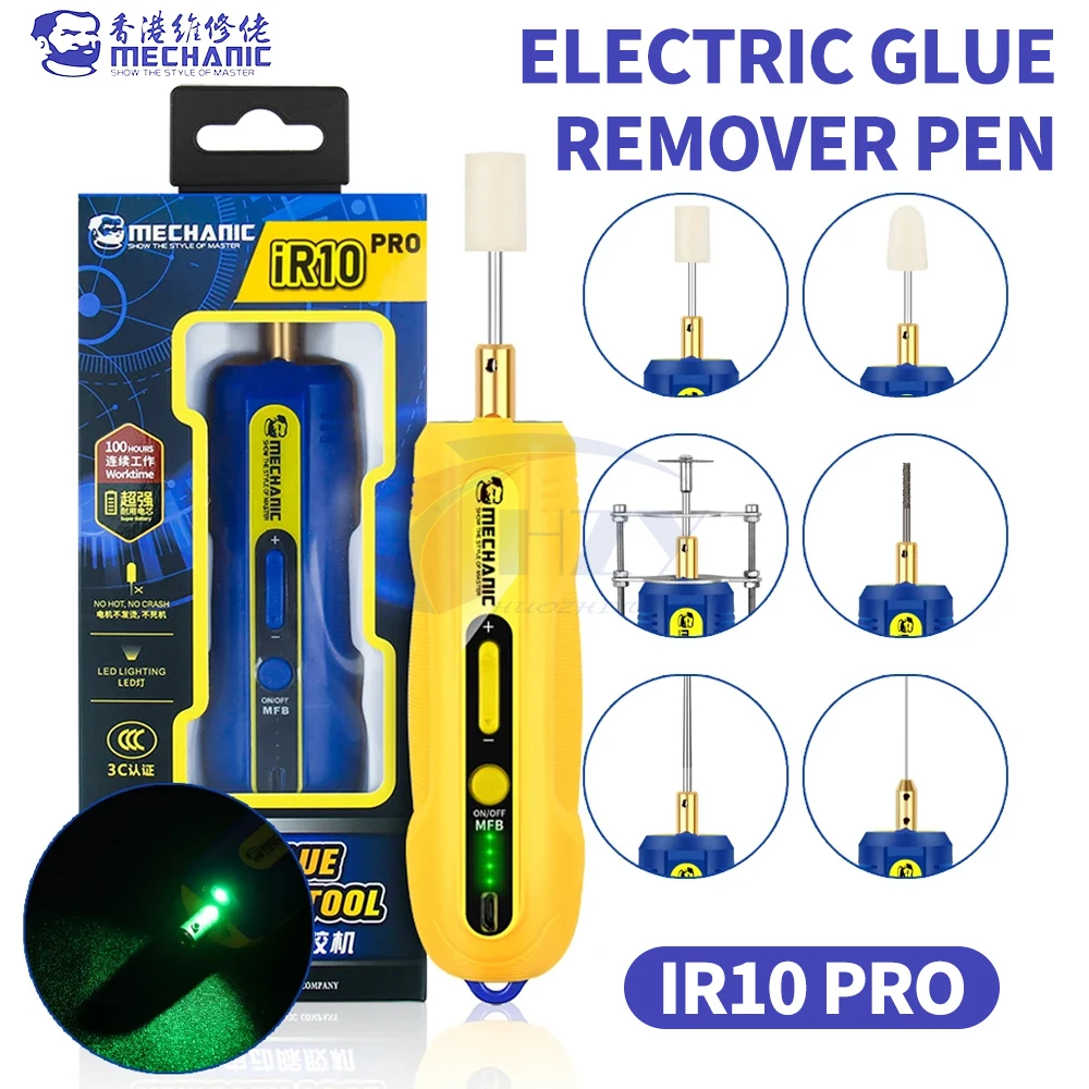 MECHANIC IR10 PRO Multifunctional 6in1 Electric Glue Remover Pen for OCA Mobile Phone LCD Screen Glue Remover Polishing Pen Tool