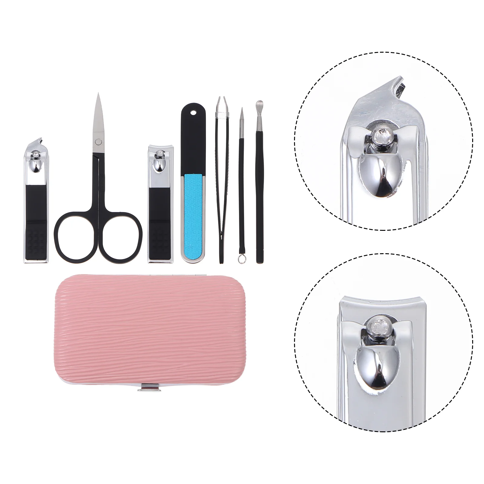 7 Pcs Manicure Tools Hand Care Professional Nail Eyebrow Grooming Trimmer Trimming Set Clippers Travel Stainless Steel Pu Kit