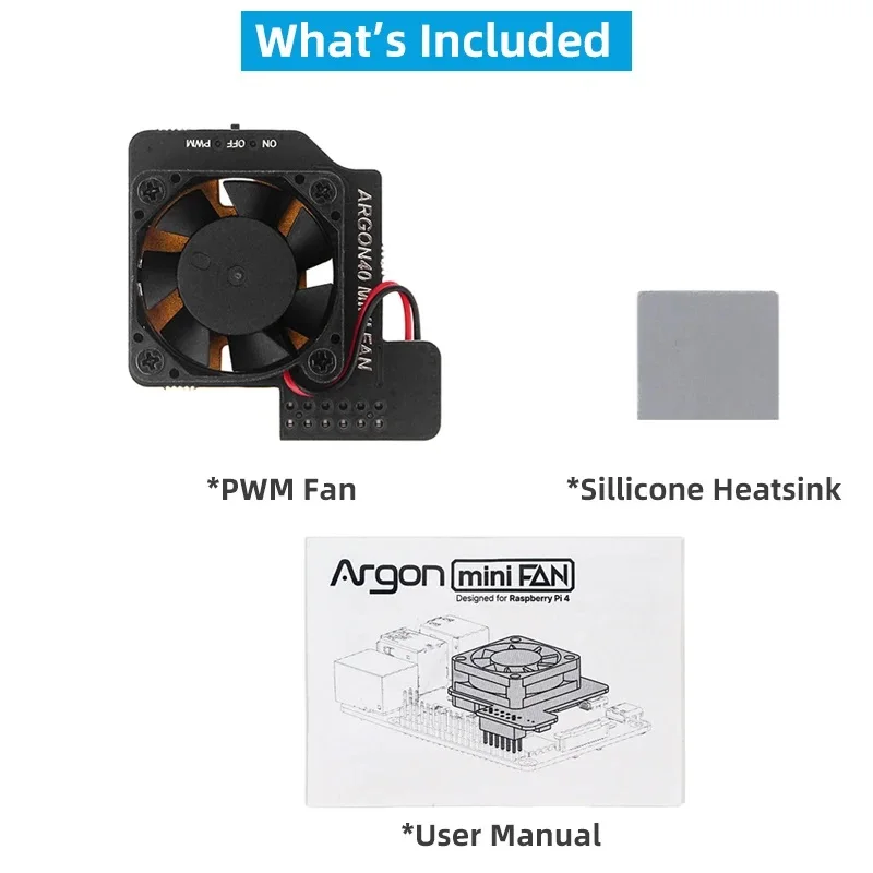 Мини-вентилятор Raspberry Pi 4, охлаждающий вентилятор с ШИМ-подсветкой и встроенным радиатором для Raspberry Pi 4