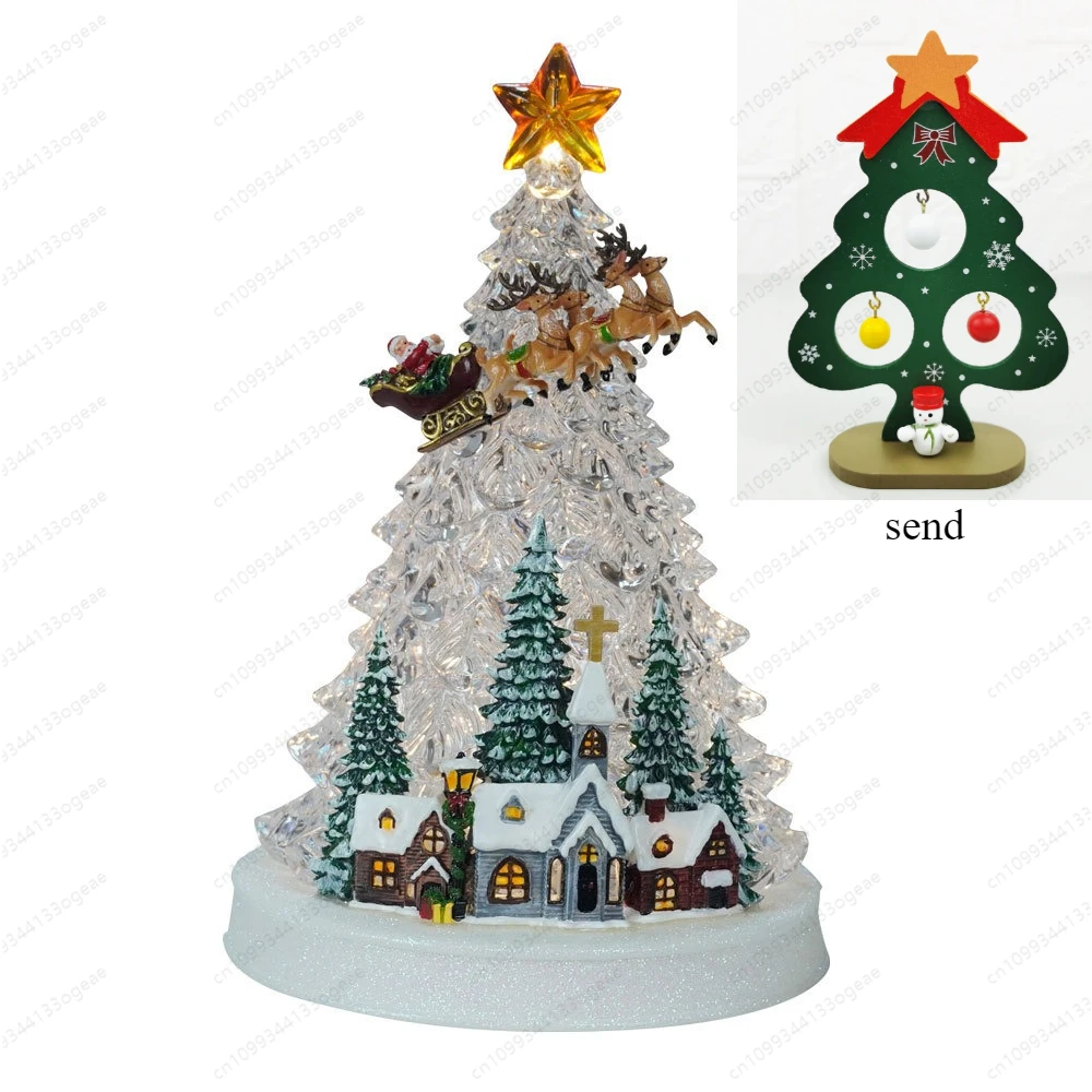 Acrylic Christmas Tree Music Box with Colorful LED Lamps, Rotating Modern Decor with Music, USB Powered Night Lamp