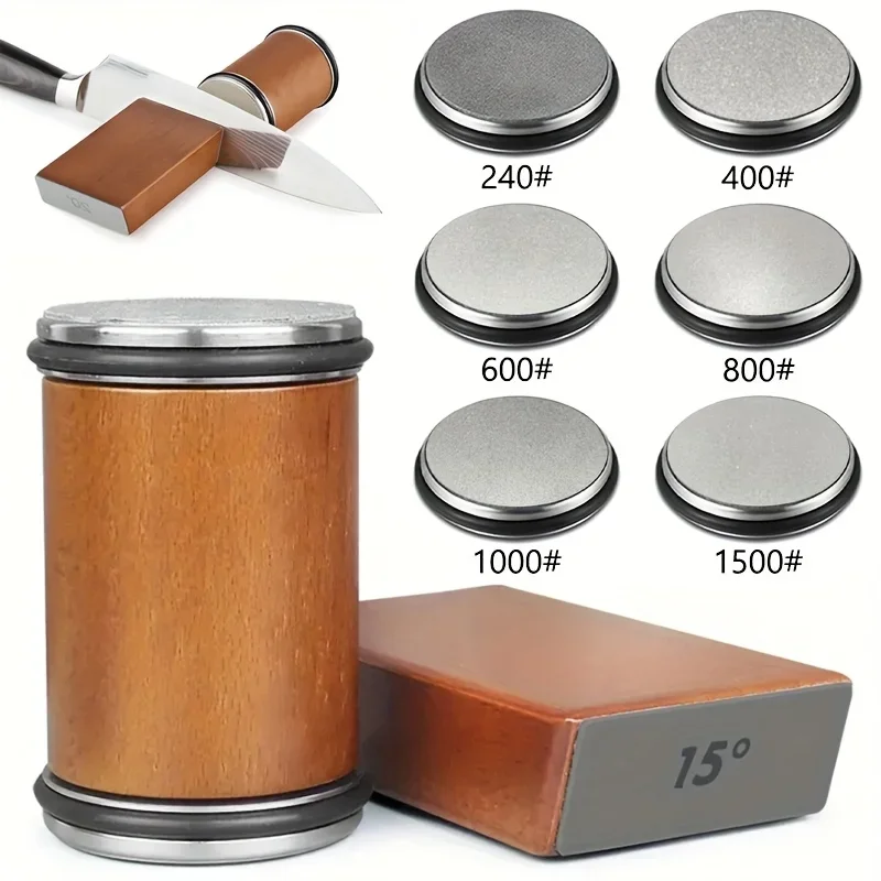 2026 Diamond Sharpening Stone Kit New Rolling Knife Sharpener Knife Holder Kitchen Accessory with 15 and 20 Degrees Angle Roller