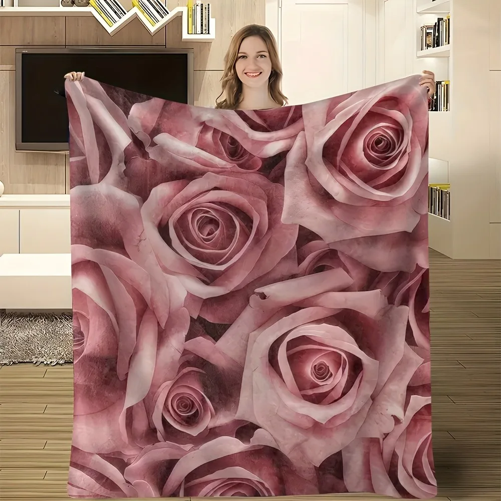 

Одеяло с романтическим рисунком розы - мягкое одеяло с цветочным узором для дивана-кровати