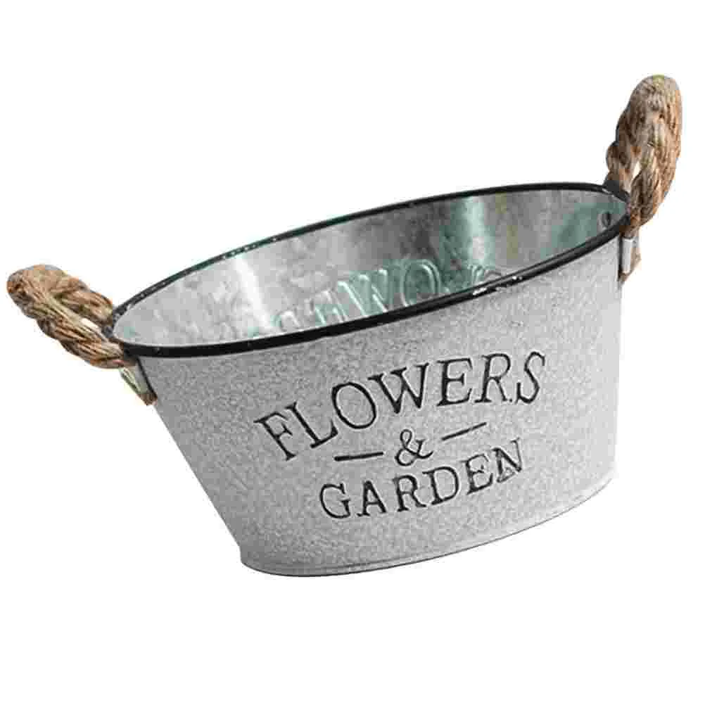 

Iron Pail Bucket Vintage Style Flower Vase Gardening Home Pot Plant Simple and Versatile