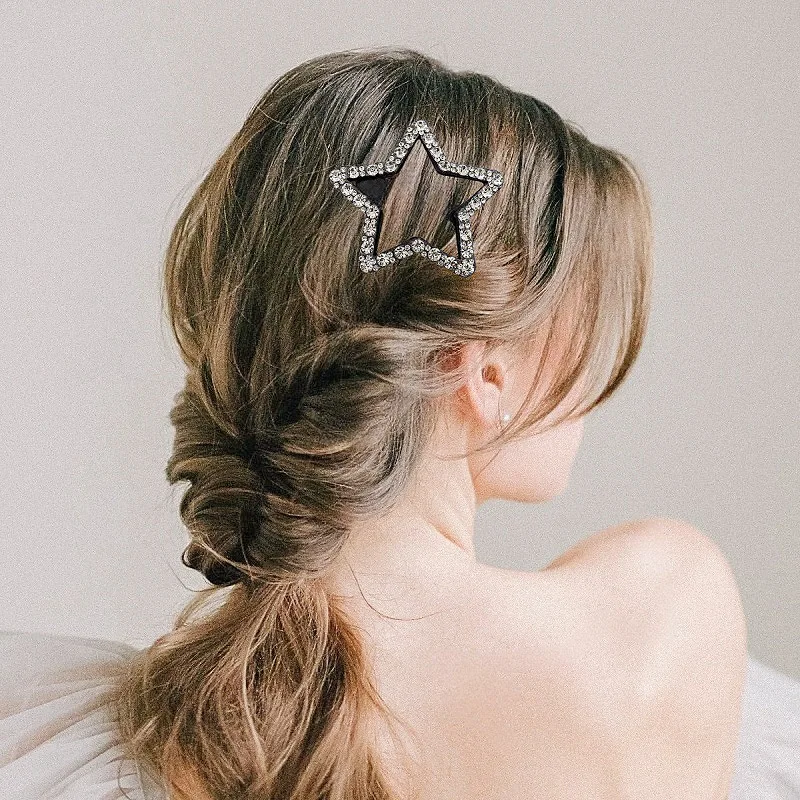 1/5pcs Shiny Star Hairpin for Girls Women Ladies Y2K Korean BB Bangs Clip Hairpin Fashion Hollow Rhinestone Headwear Accessories
