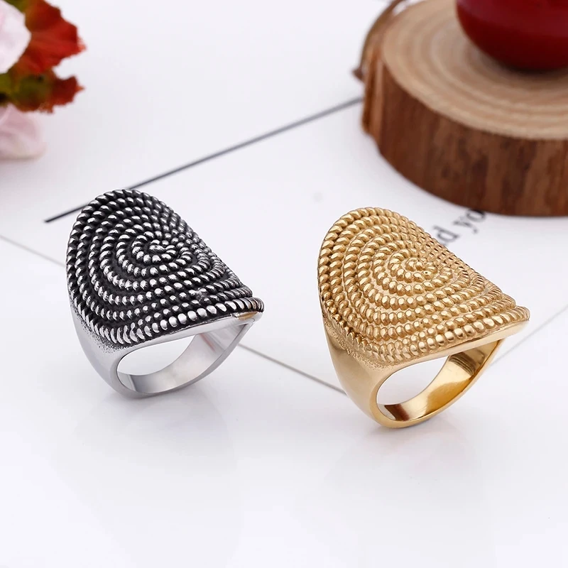Kalen Stainless Steel Larger Ring for Men Punk Big Women's Finger Rings Spiral Charm Anillos Trendy Party Jewelry Gifts #7-#12