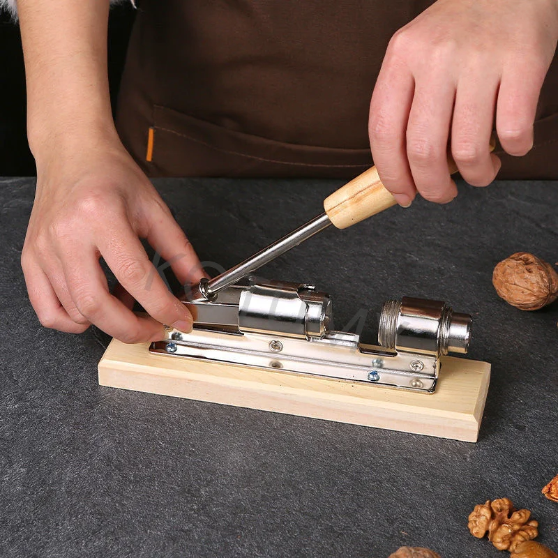 Mechanical Manual Walnut Nut Cracking Shelling Machine Adjustable Clamp Gap For Small Snack Shop Continuous Batch Walnut Hard