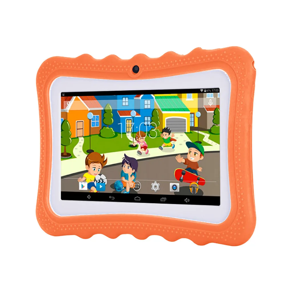 2022 Children's Tablet 7-inch HD PC Storage HD Screen Preinstalled With Silicone Sleeve USB Charge HD Dual Camera  Gift For