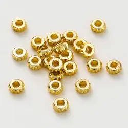 50Pcs 14K/18K Gold Plated Brass Stripe Flat Loose Spacer Beads With Big Hole For DIY Jewelry Making Bracelet Necklace Findings