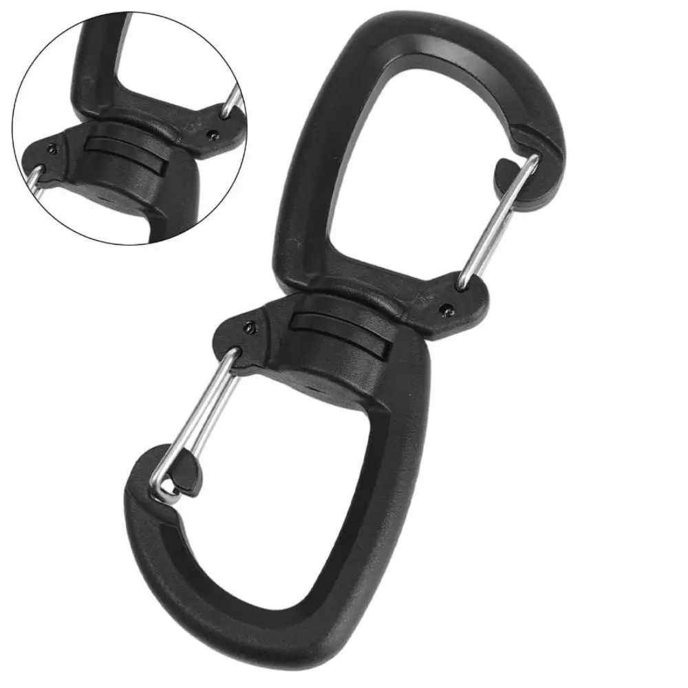5pcs New with 360 Degree Swivels Backpacks Carabiner Black POM Portable S Chain Hook Camping Double Hook