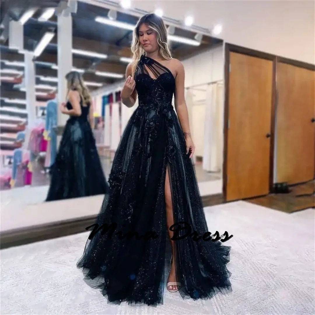 Mina Customized Backless Elegant Party Dresses 2024 for Wedding Guest Dress Women Slit Sleeveless Sequins One Shoulder Evening