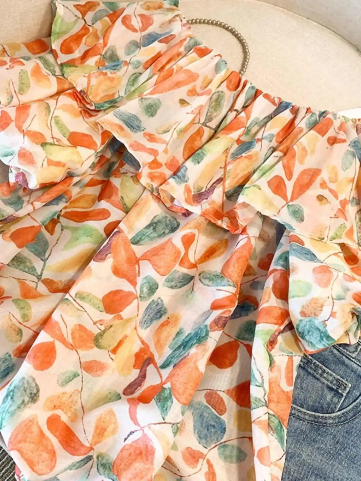 Atasan Longgar Bunga Musim Panas untuk Wanita Kemeja Satu Bahu Satu Bahu Gaya Perancis Baru Mode Lengan Pendek Komuter Harian