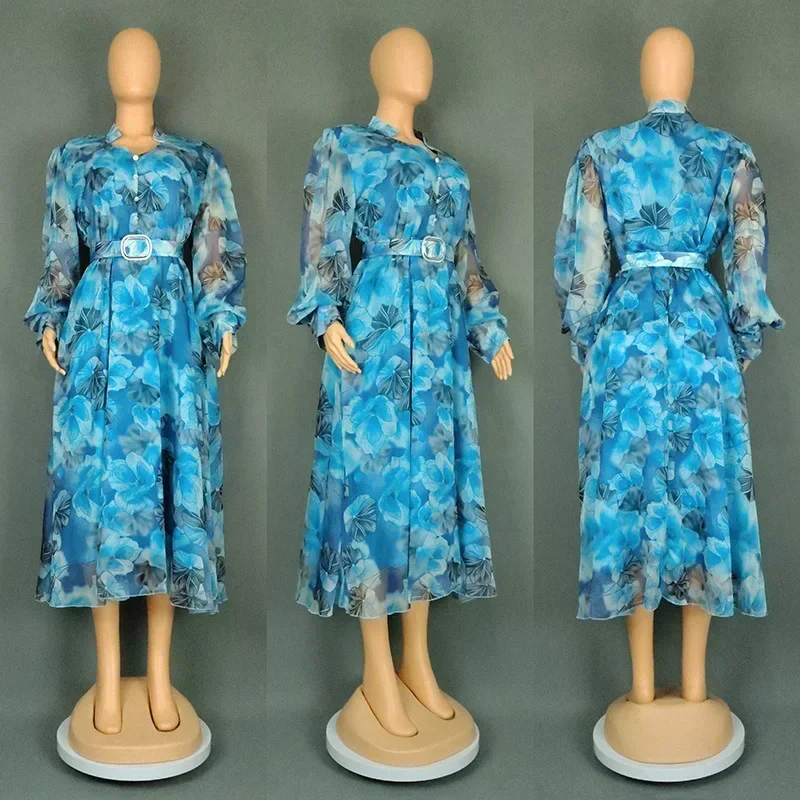 

Women's African Midi Dress Long Sleeve Sexy V-Neck Slim Fit Office Party Evening Gown for Summer Autumn