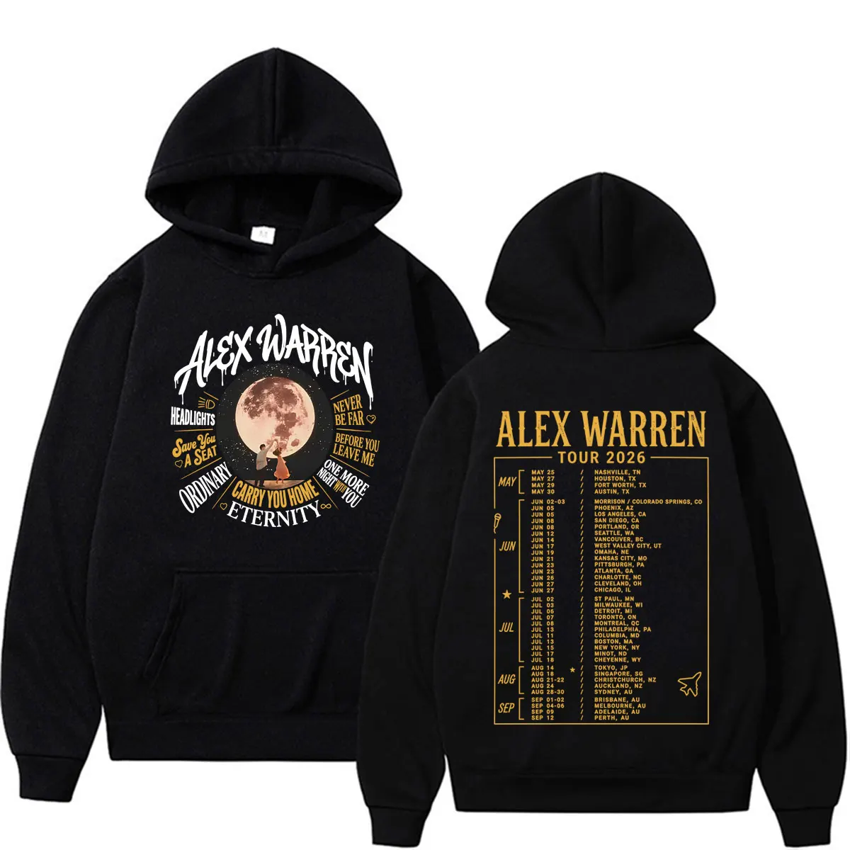 Alex Warren Moon Artwork Music Tour 2026 Hoodies Men's Women Fashion Punk Hip Hop Sweatshirt Fleece Casual Long Sleeve Pullovers