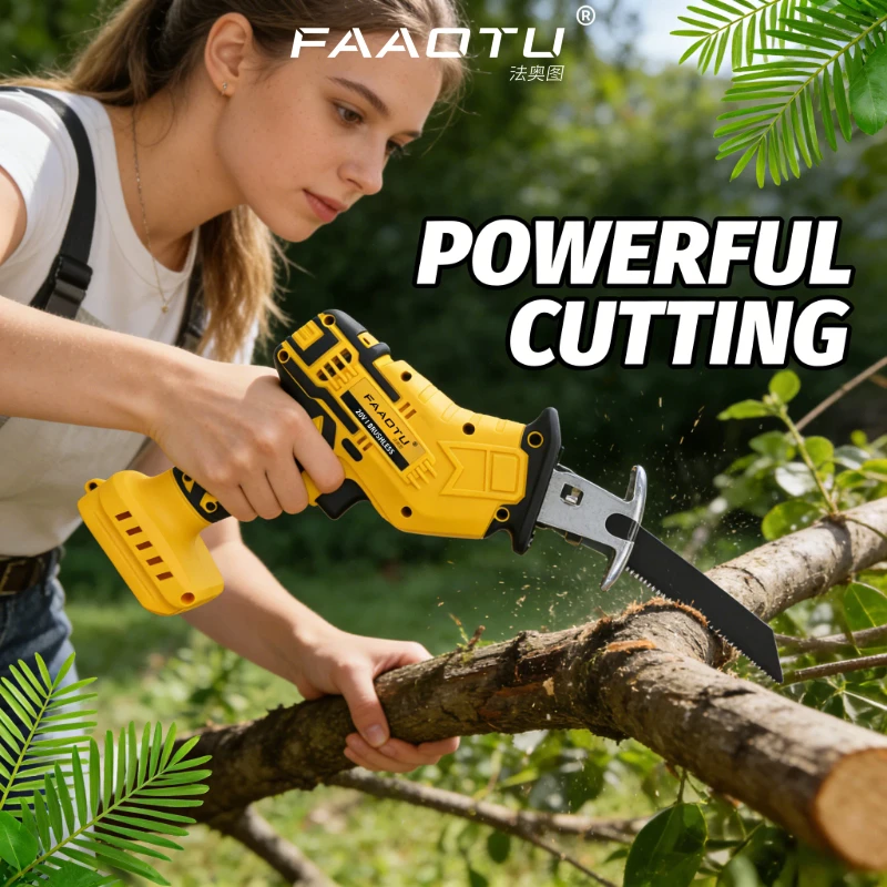 

FAAOTU 2800RPM Brushless Cordless Reciprocating Saw - 20V Tool for Metal Wood Pipe Cutting Compatible with DW Battery NO battery