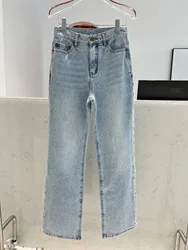 Casual high quality soft denim classic straight leg jeans