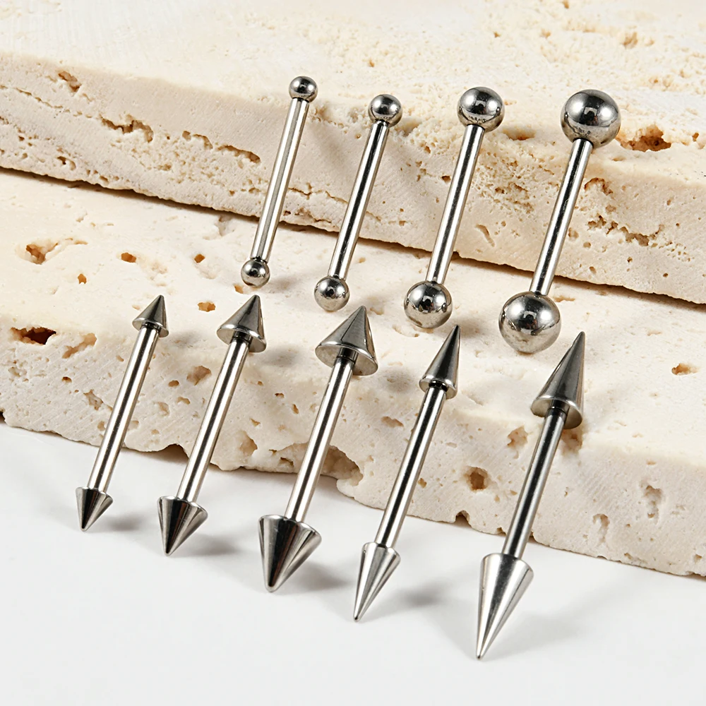 1/2/5PCS Industrial Barbell Nipple Ring Nipple Piercing Long Bridge Tongue Rings G23 Titanium Tongue Ring Piercing Body Jewelry