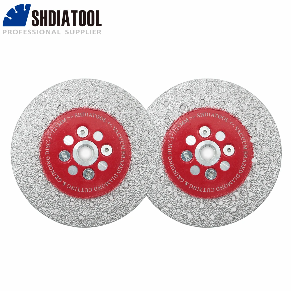 SHDIATOOL Dia125mm Schneid- und Schleifscheibe 1/2 Stück Doppelseitige Diamantsägeblatt Beton-Granit-Fliesenschneideplatte mit Flansch