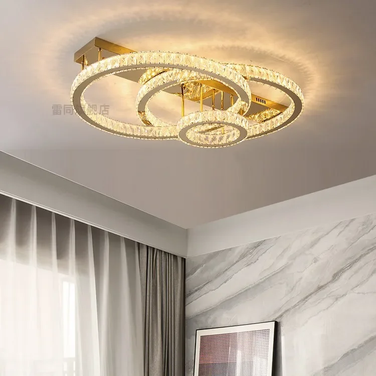 Bedroom light led ceiling light modern simple light luxury stainless steel crystal super