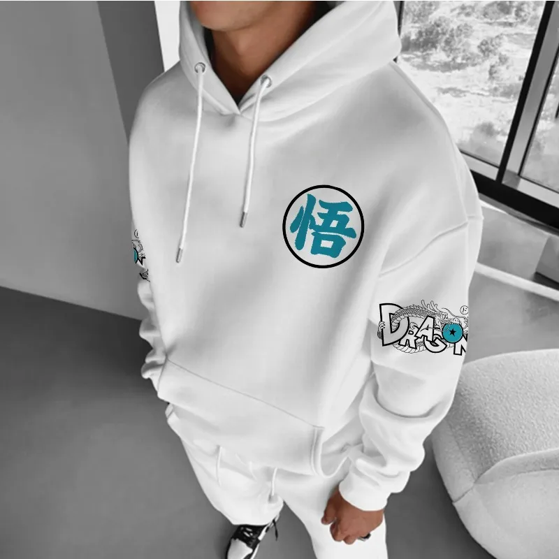 秋冬紳士服パーカー日本アニメドラゴンボール悟空グラフィックフード付きスウェットシャツ Y2K オーバーサイズコットンスポーツウェア