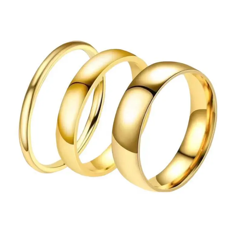 Anillo chapado en oro amarillo de 18k para hombre y mujer, sortija Simple de 24k, larga duración, no se decolora, 999
