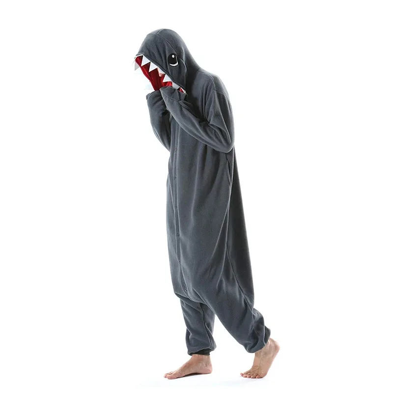 

Adult unisex animal shark costume cosplay costume kigurumi one piece pajamas halloween christmas party hooded cartoon pajamas